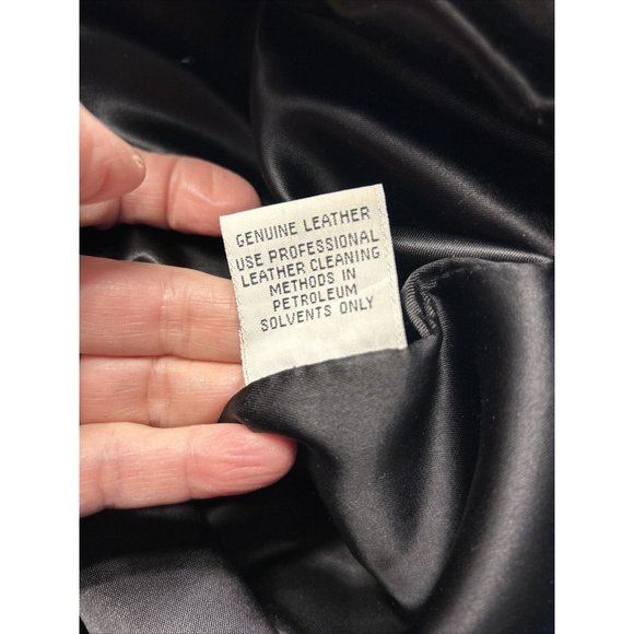 STAVROS New York Womens Black Leather Jacket with Mink Trim Size 4 Mid Length - Picture 9 of 11